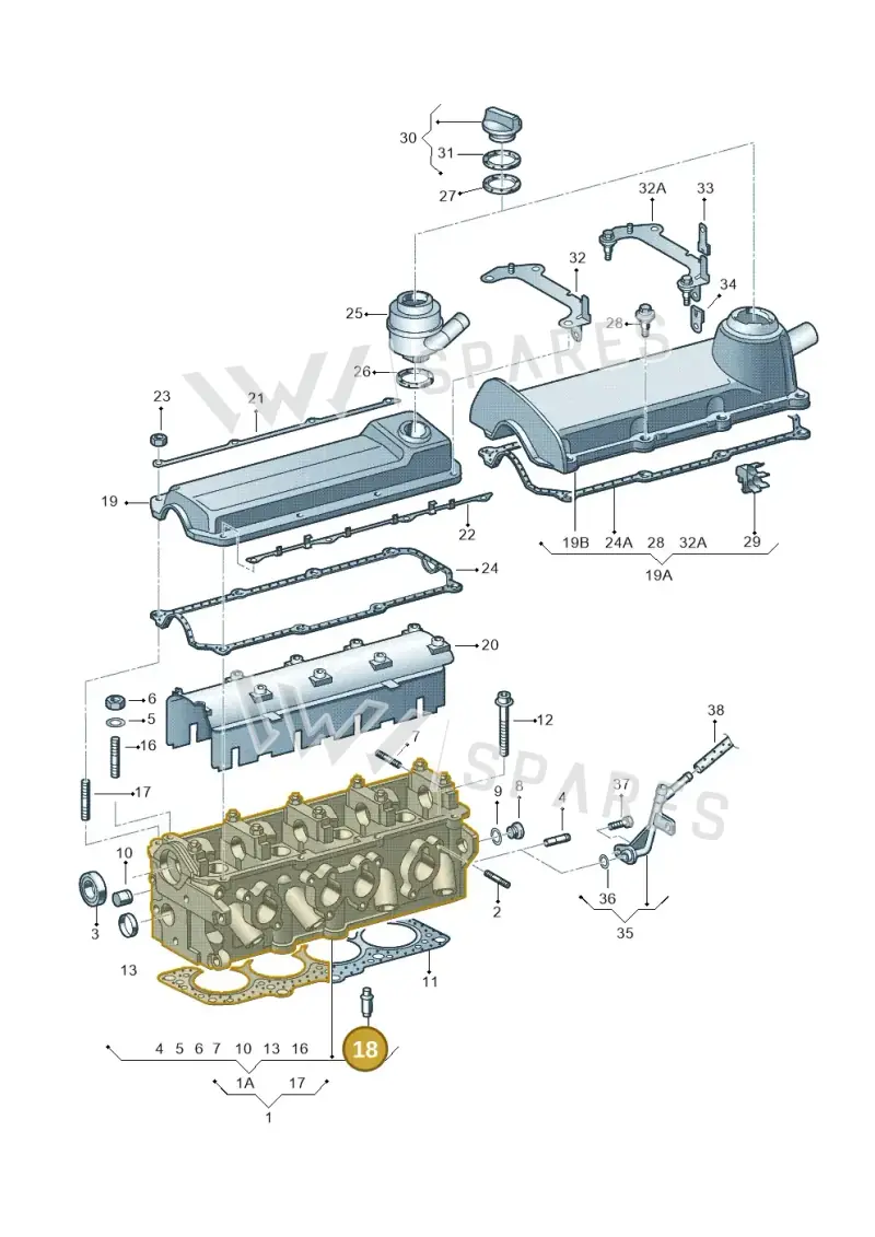 037103419B — Volkswagen Jetta (2010-2014) diagram 266103450, position 18