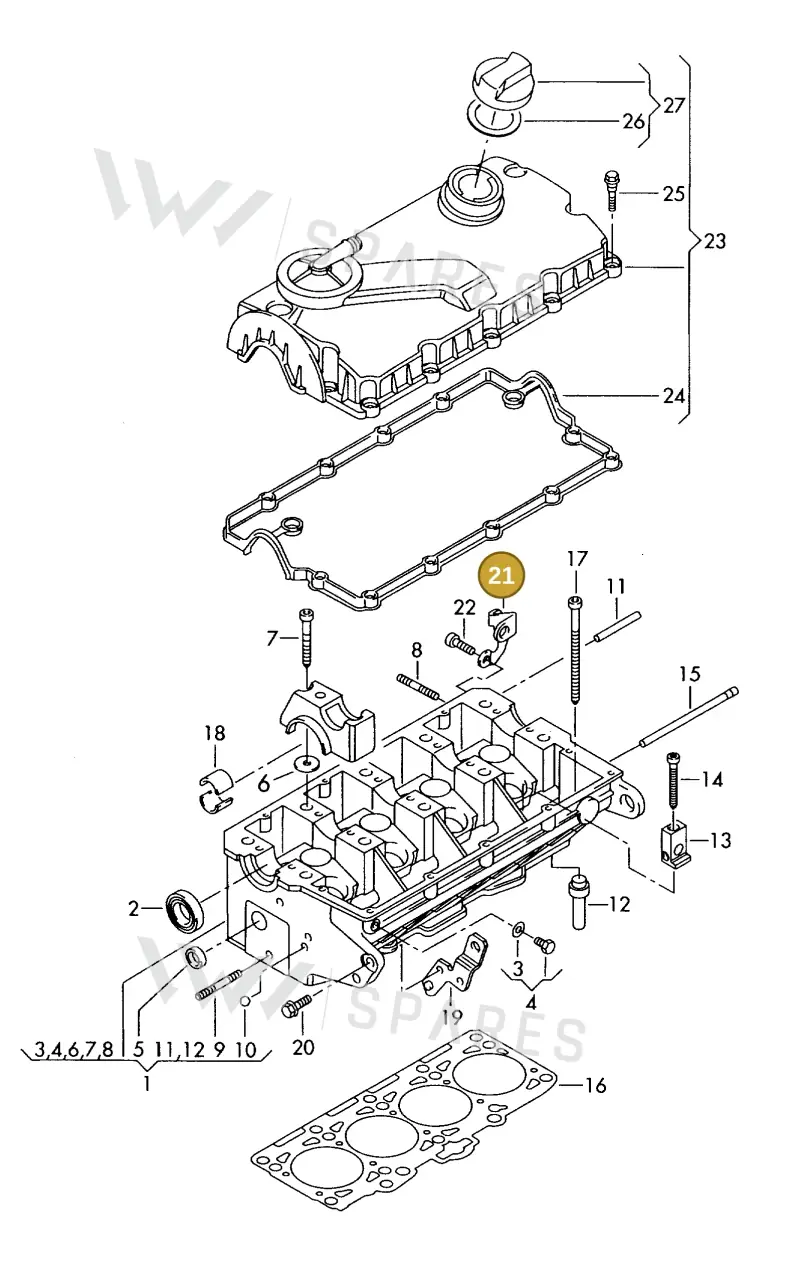 038103390 — Volkswagen DIES.-IND.-MOT.1,9>2,0 08> (2007-) diagram 425103600, position 21