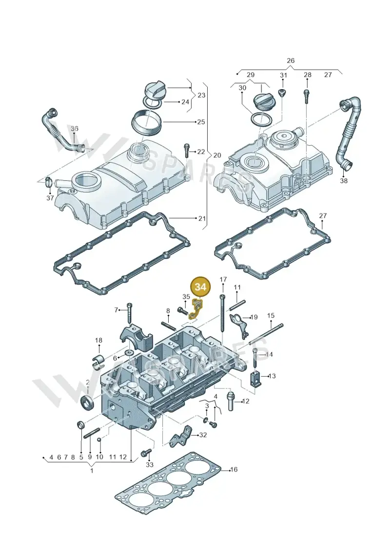 038103390 — Volkswagen Polo (2008-2009) diagram 461103500, position 34