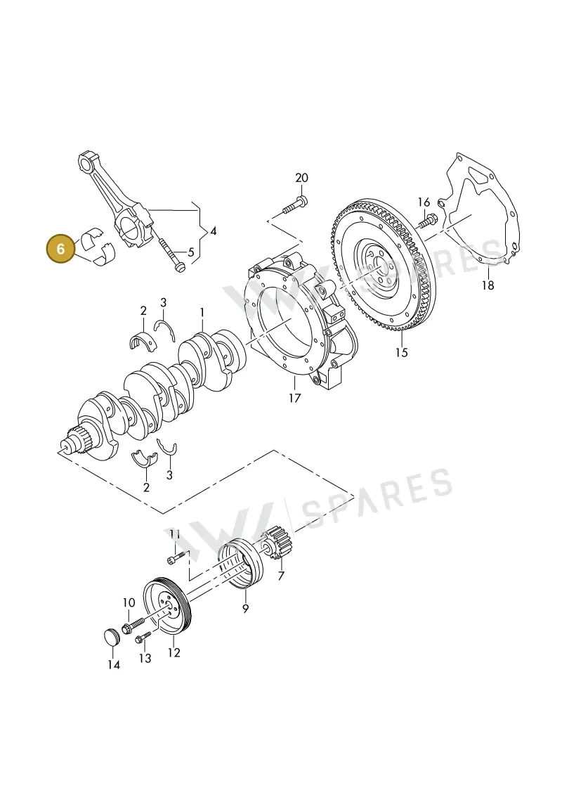 038105701BGLB — Volkswagen DIES.-IND.-MOT.1,9>2,0 08> (2007-) diagram 425105300, position 6