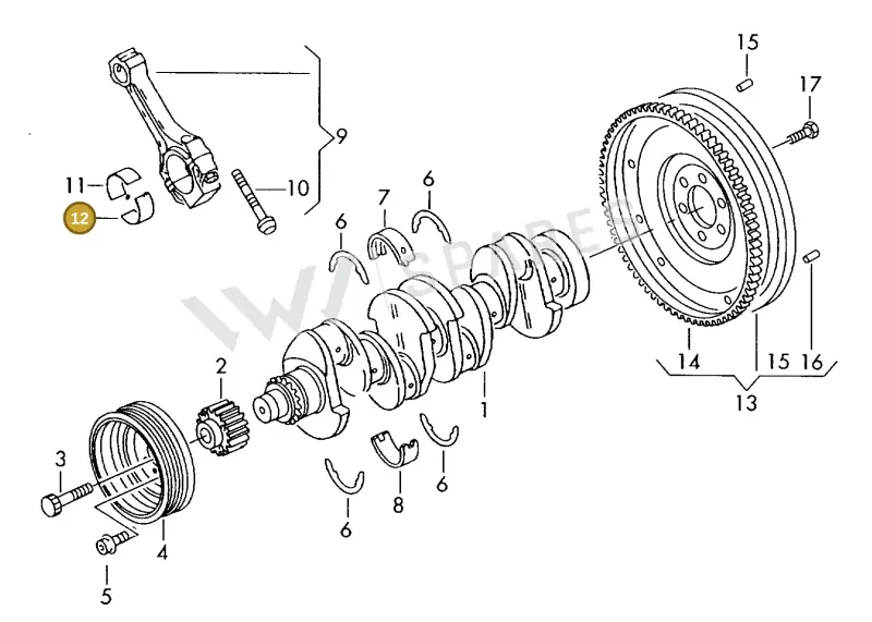 038105701BGLB — Volkswagen DIES.-IND.-MOT.1,9>2,0 08> (2007-) diagram 423105130, position 12
