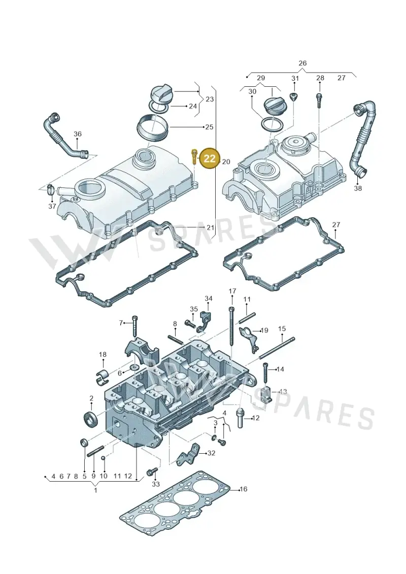 038128773 — Volkswagen Polo (2008-2009) diagram 461103500, position 22