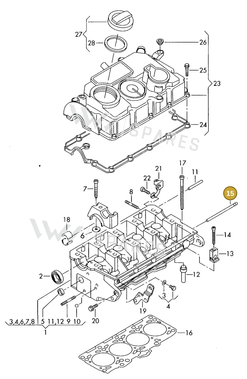 038130085 — Volkswagen DIES.-IND.-MOT.1,9>2,0 (1990-2007) diagram 423103470, position 15