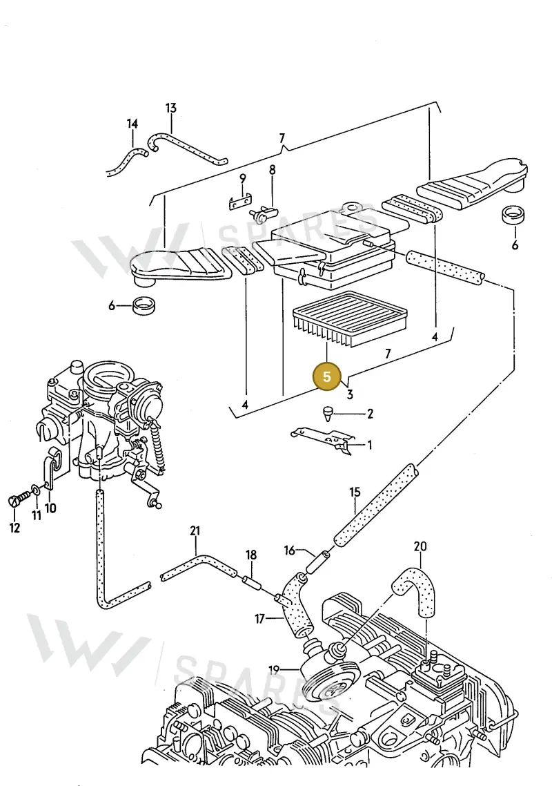 039129620A — Volkswagen IND.MOT.4-ZYL:1,2-1,8 (1950-1991) diagram 039100100, position 5