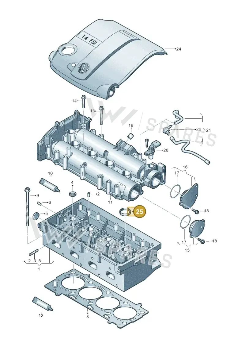 03C103196 — Volkswagen Scirocco 2.0 (2014-2017) diagram 786103410, position 25