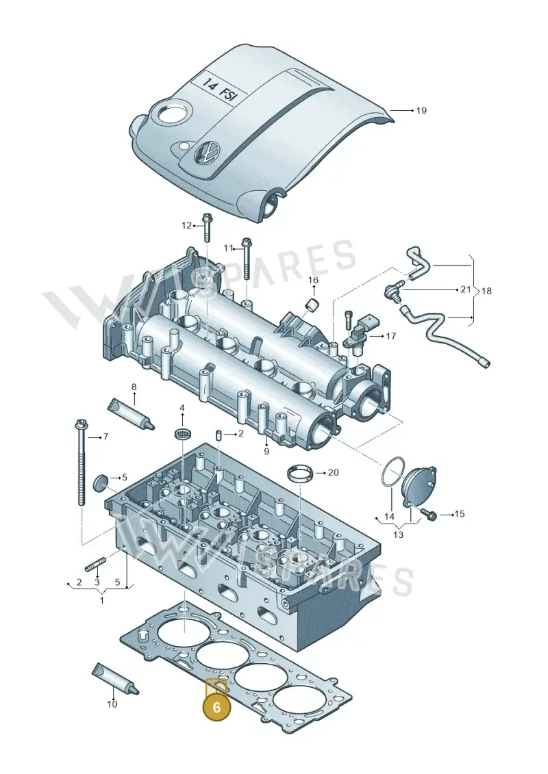 03C103383AH — Volkswagen Passat CC (2011-2016) diagram 737103500, position 6