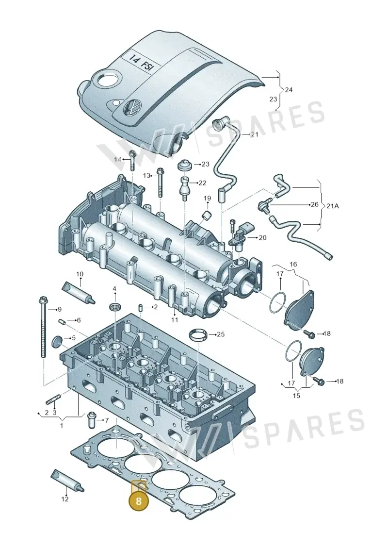 03C103383AH — Volkswagen Jetta 1.6 (2014-2018) diagram 253103400, position 8
