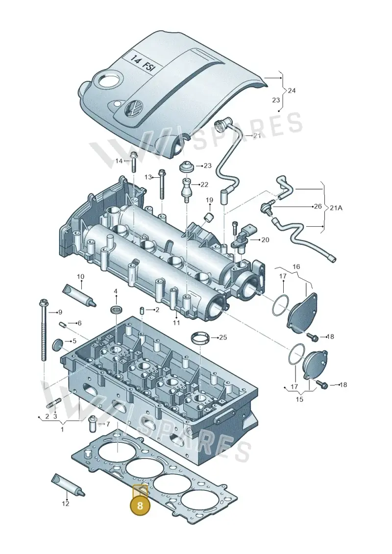03C103383D — Volkswagen Passat estate (2008-2011) diagram 253103400, position 8