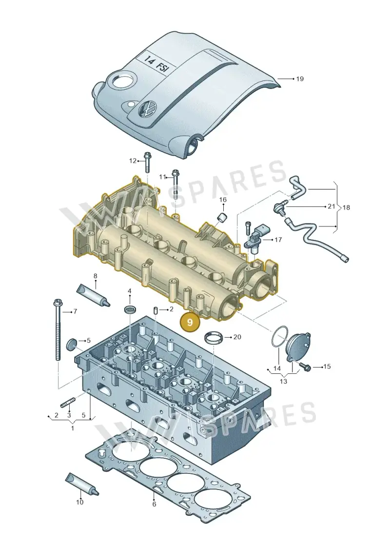 03C103475CD — Volkswagen Passat CC (2011-2016) diagram 737103500, position 9