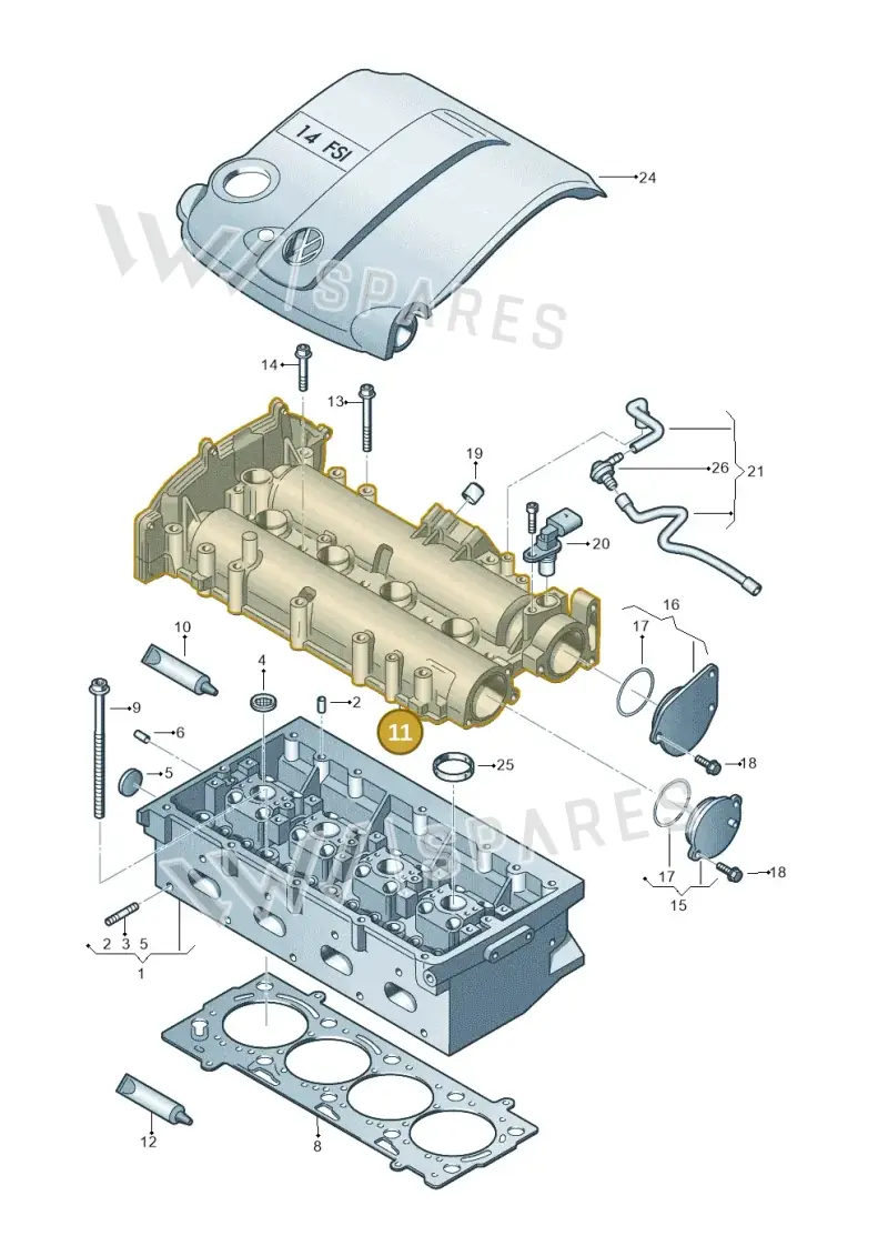 03C103475CD — Volkswagen Scirocco 2.0 (2014-2017) diagram 786103410, position 11