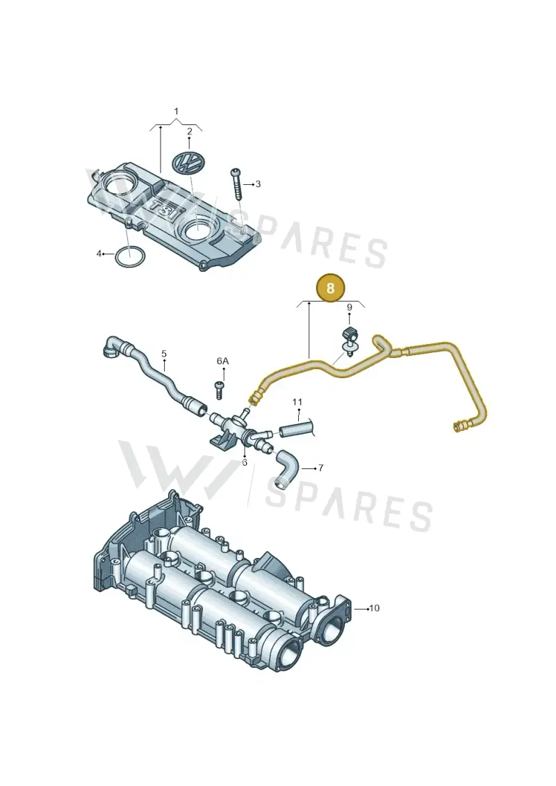 03C103493AP — Volkswagen Jetta 1.6 (2014-2018) diagram 625103790, position 8