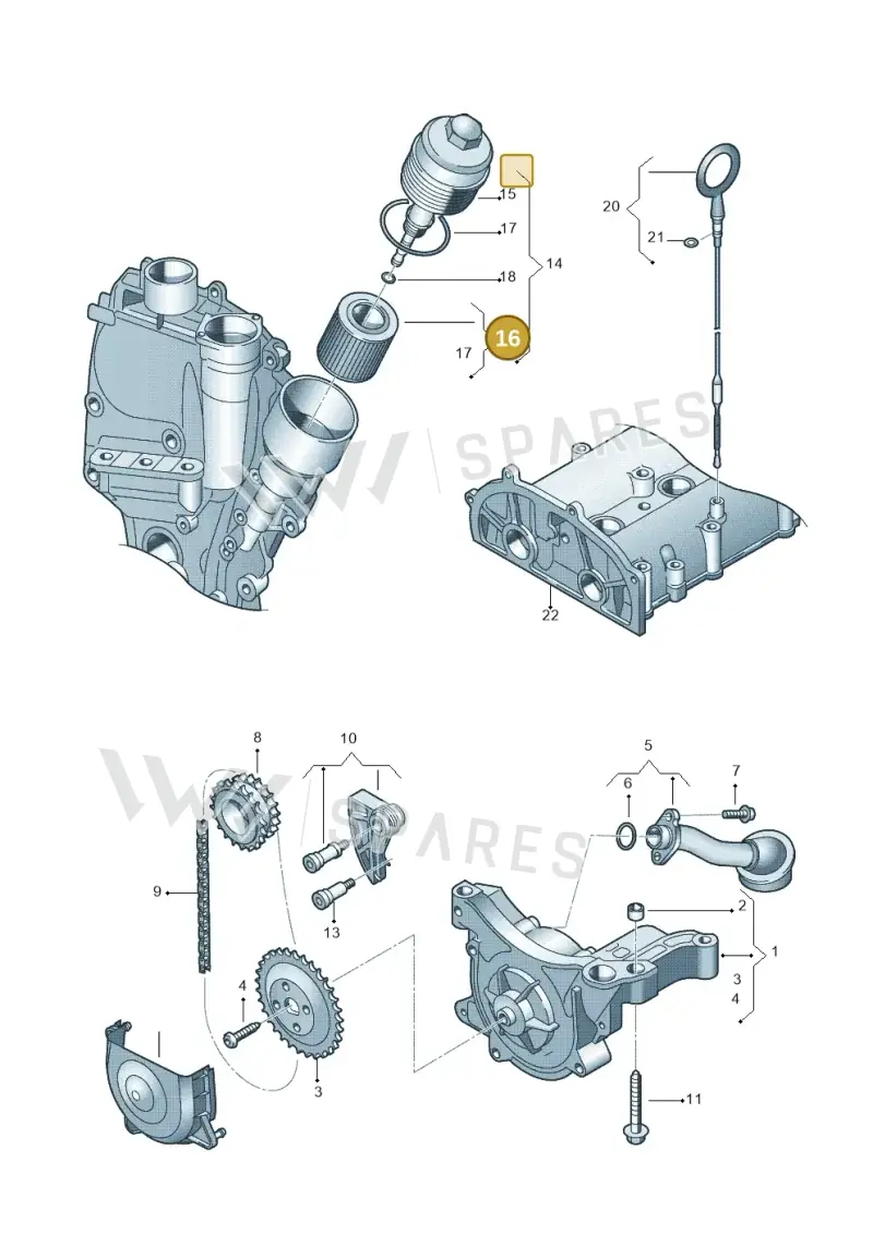 03C115562 — Volkswagen Polo (2009-2012) diagram 253115150, position 16