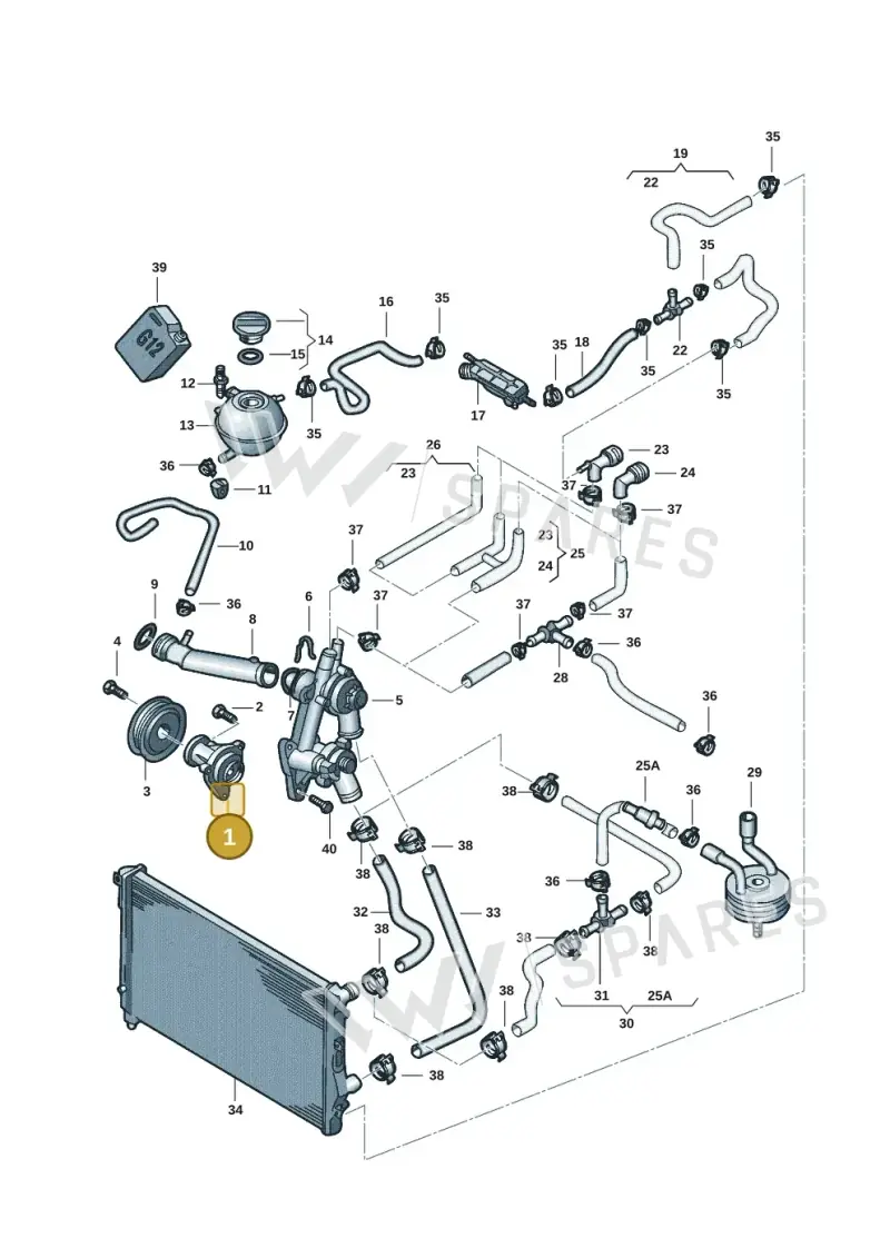 03C121008Q — Volkswagen Jetta (2014-2017) diagram 789121025, position 1