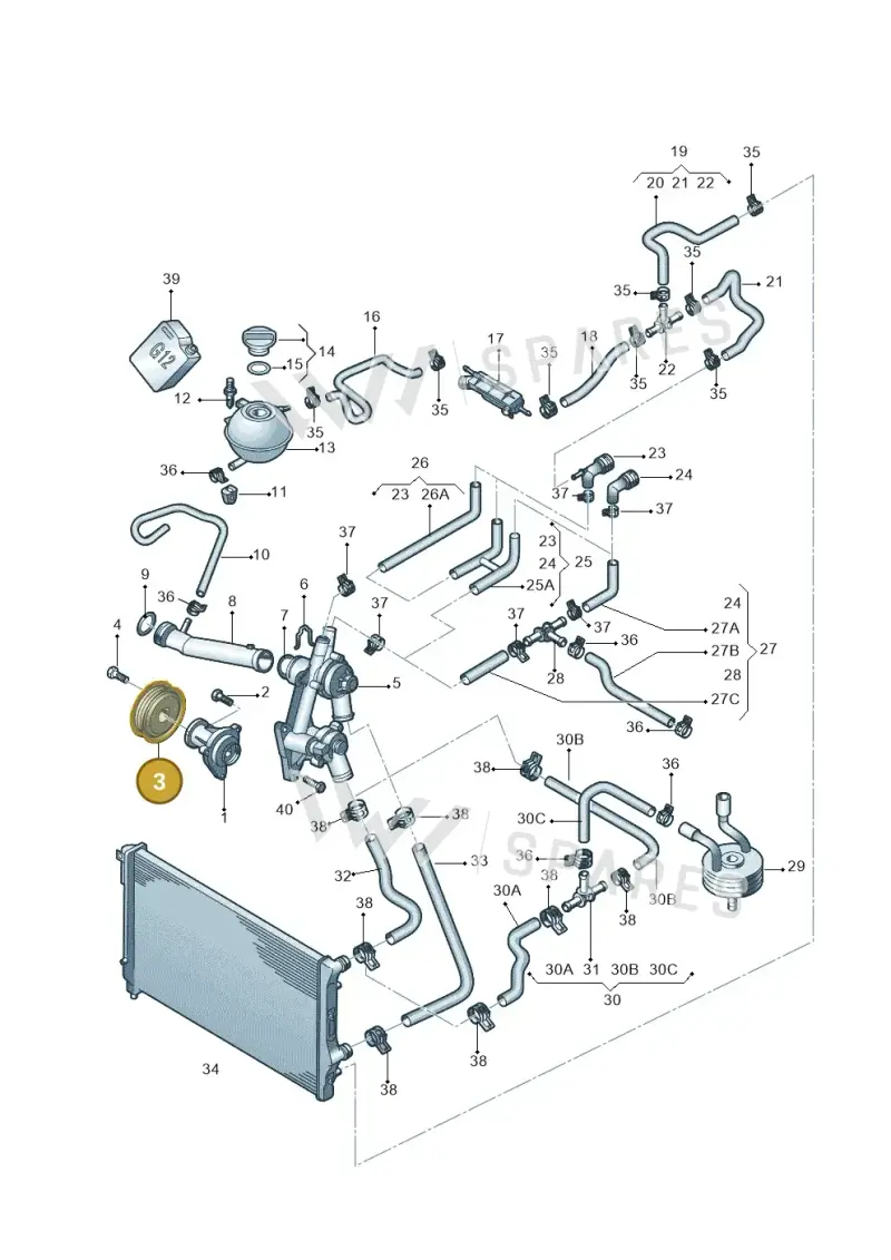 03C121031B — Volkswagen Golf (2009-2014) diagram 640121250, position 3