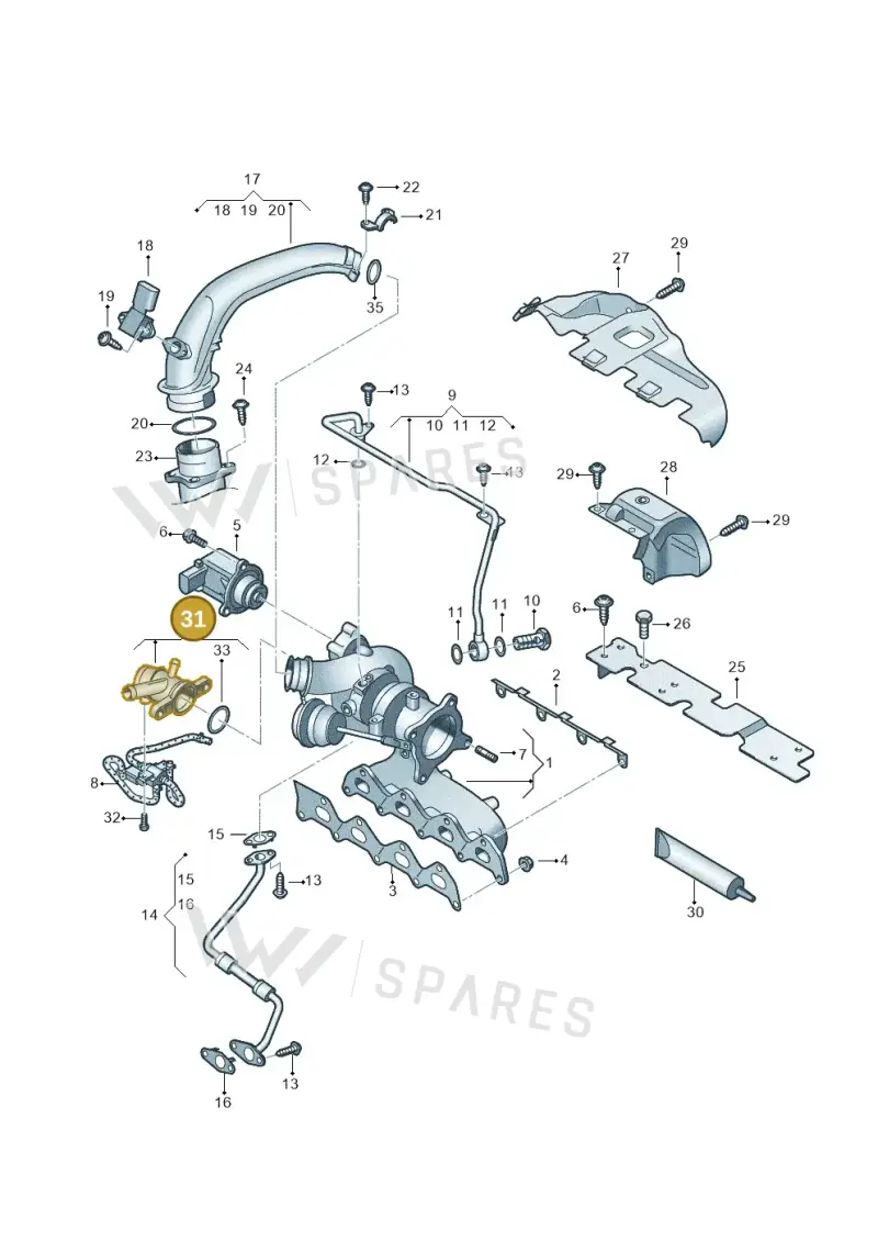 03C129656C — Volkswagen Scirocco 2.0 (2014-2017) diagram 625145530, position 31
