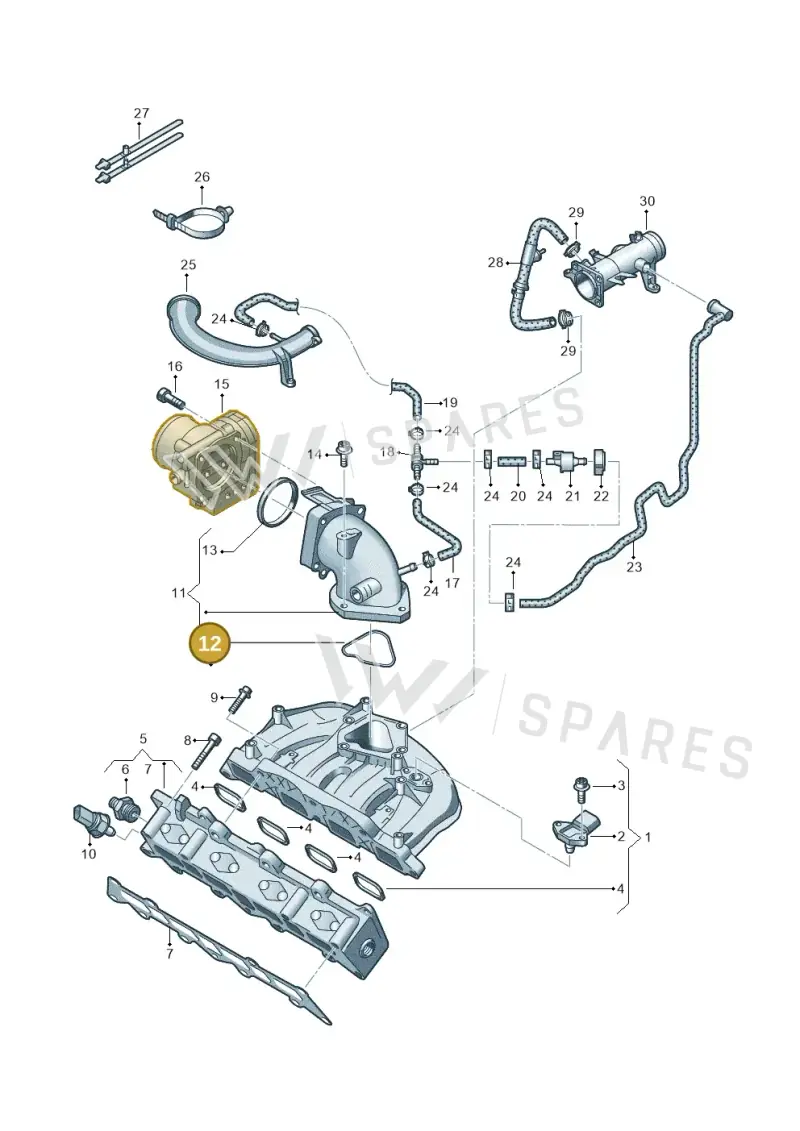 03C129717B — Volkswagen Sharan Blue Motion (2010-2015) diagram 689133100, position 12