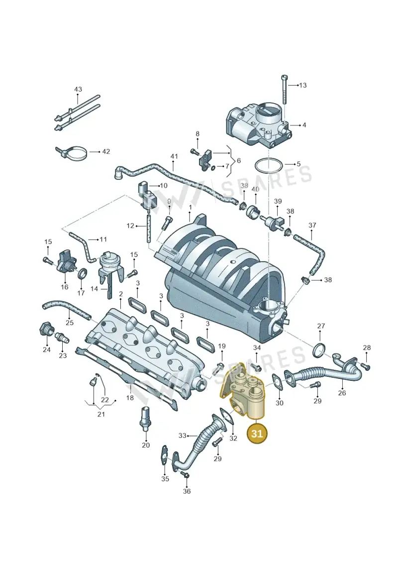 03C131503B — Volkswagen Passat estate (2008-2011) diagram 409133200, position 31