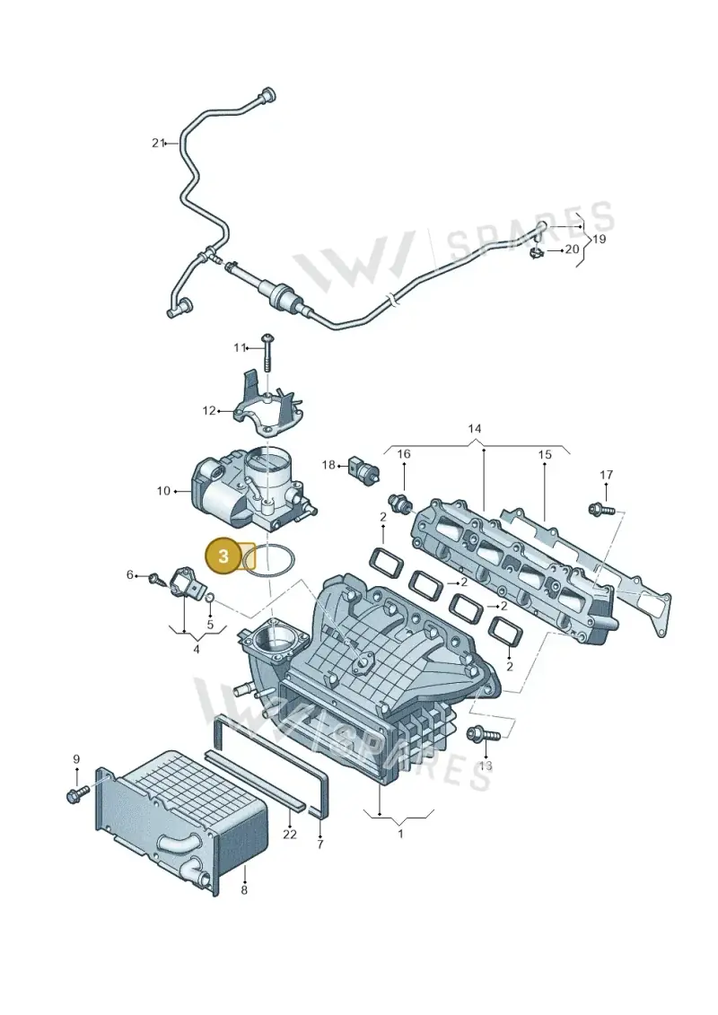 03C133073D — Volkswagen Golf (2009-2014) diagram 625133170, position 3