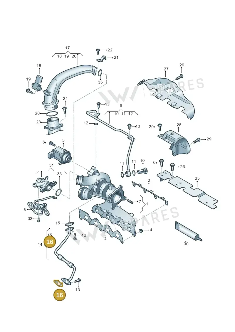 03C145757A — Volkswagen Scirocco 2.0 (2014-2017) diagram 625145530, position 16