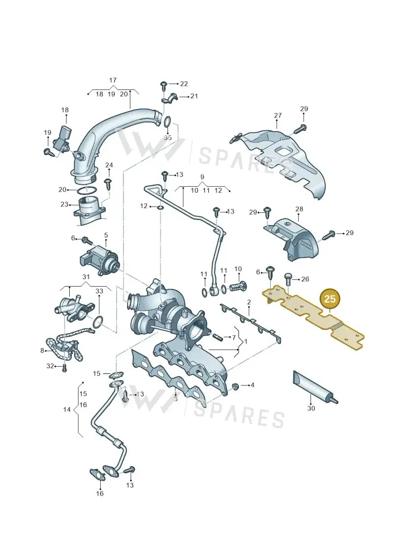 03C253197N — Volkswagen Jetta 1.6 (2014-2018) diagram 625145530, position 25