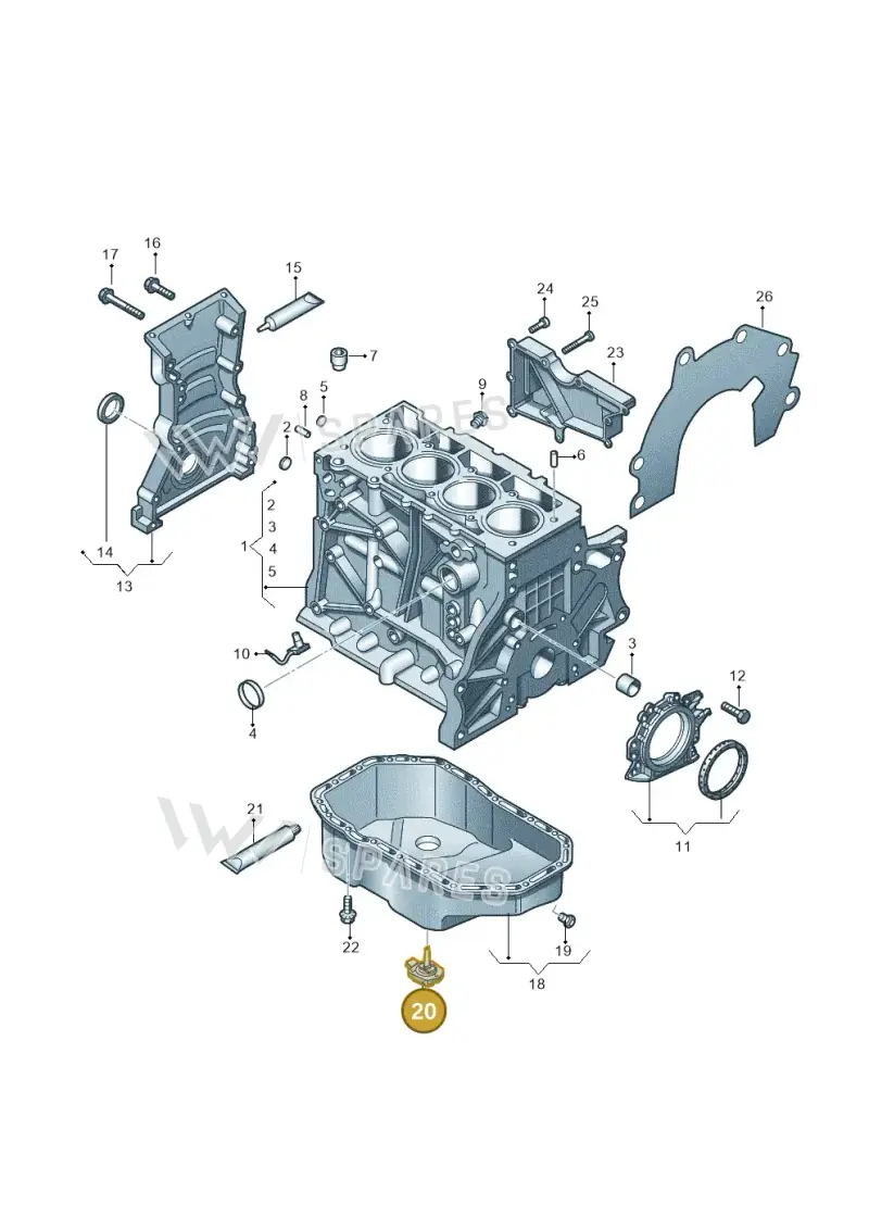 03C907660T — Volkswagen Jetta (2014-2017) diagram 649103010, position 20