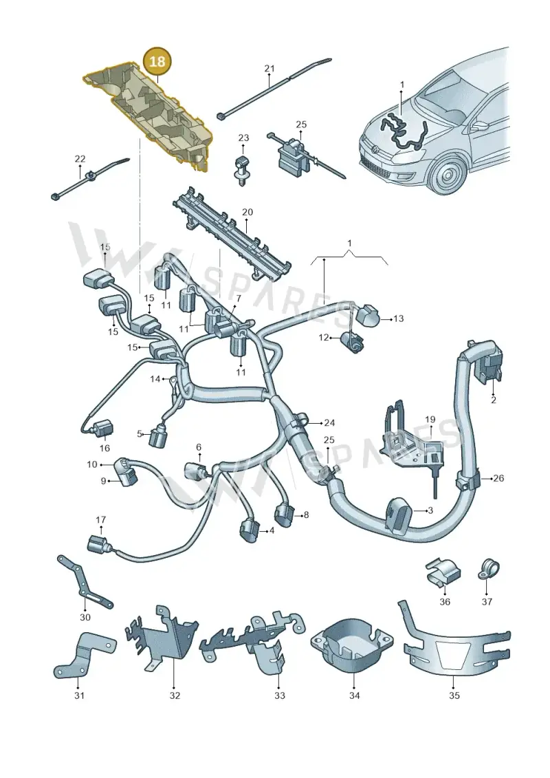 03C971341 — Volkswagen Polo (2012-2014) diagram 873971100, position 18
