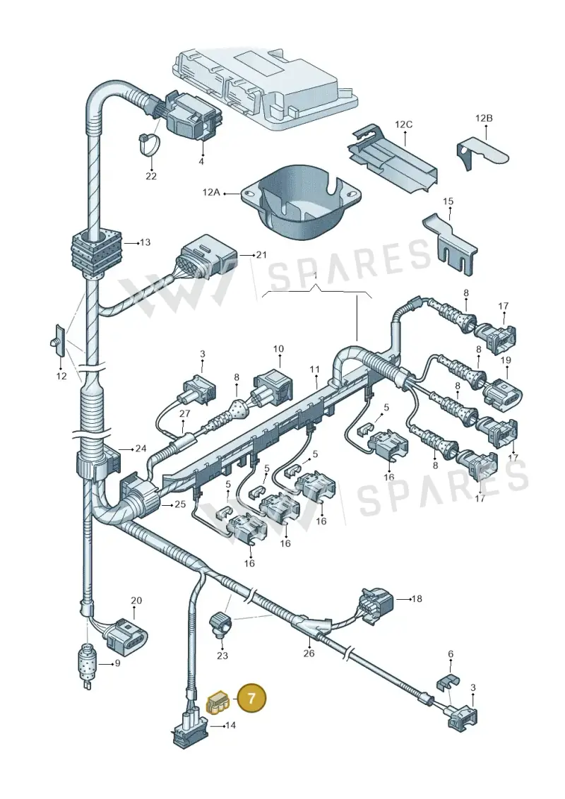 03C971845A — Volkswagen Polo (2008-2009) diagram 194971050, position 7