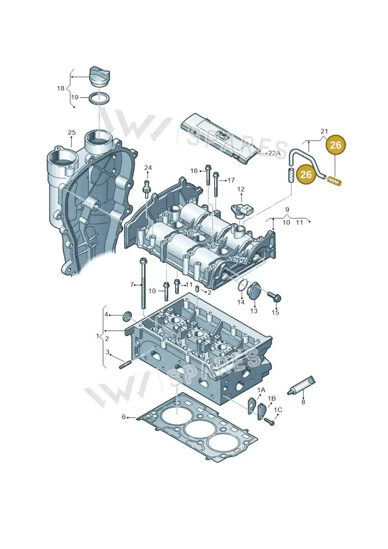 03D103606N — Volkswagen Ameo 1,0 (2016-2020) diagram 883103350, position 26