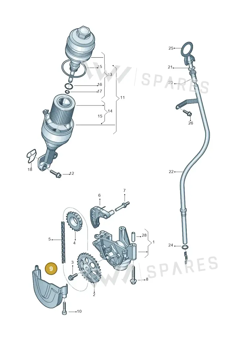 03D103669B — Volkswagen Ameo 1,0 (2016-2020) diagram 883115050, position 9