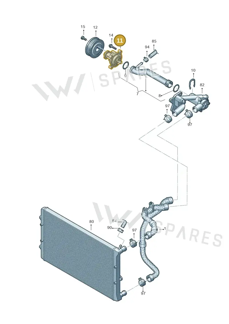 03D121005 — Volkswagen Polo (2009-2014) diagram 677121120, position 11