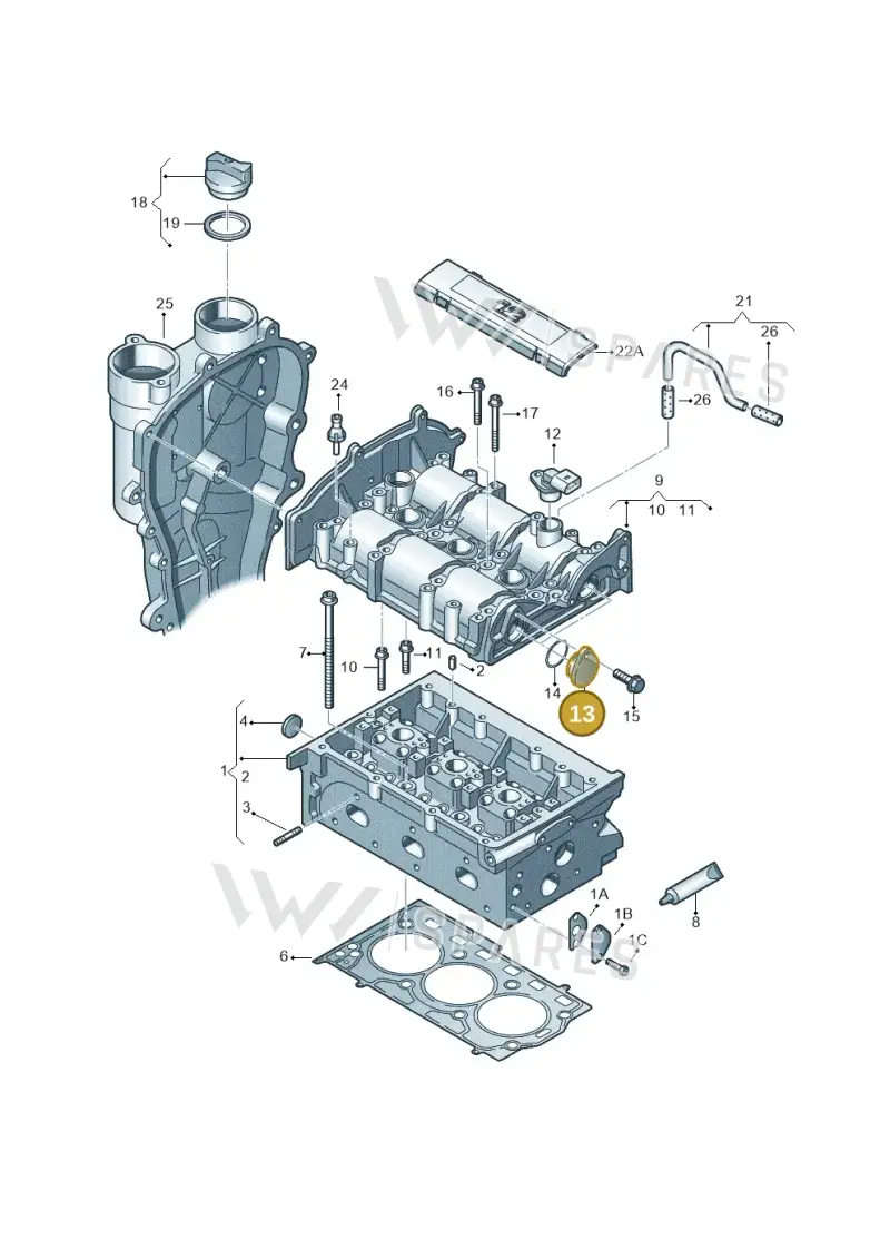 03E103111A — Volkswagen Ameo 1,0 (2016-2020) diagram 883103350, position 13