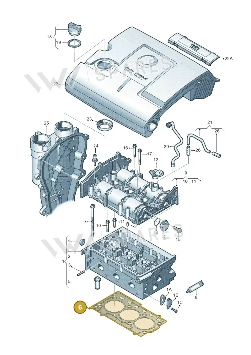 03E103383H — Volkswagen Polo (2012-2014) diagram 253103320, position 6