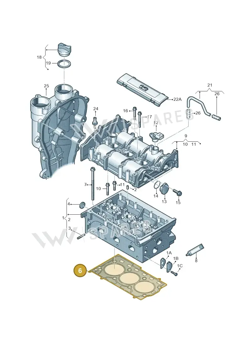 03E103383H — Volkswagen Ameo 1,0 (2016-2020) diagram 883103350, position 6