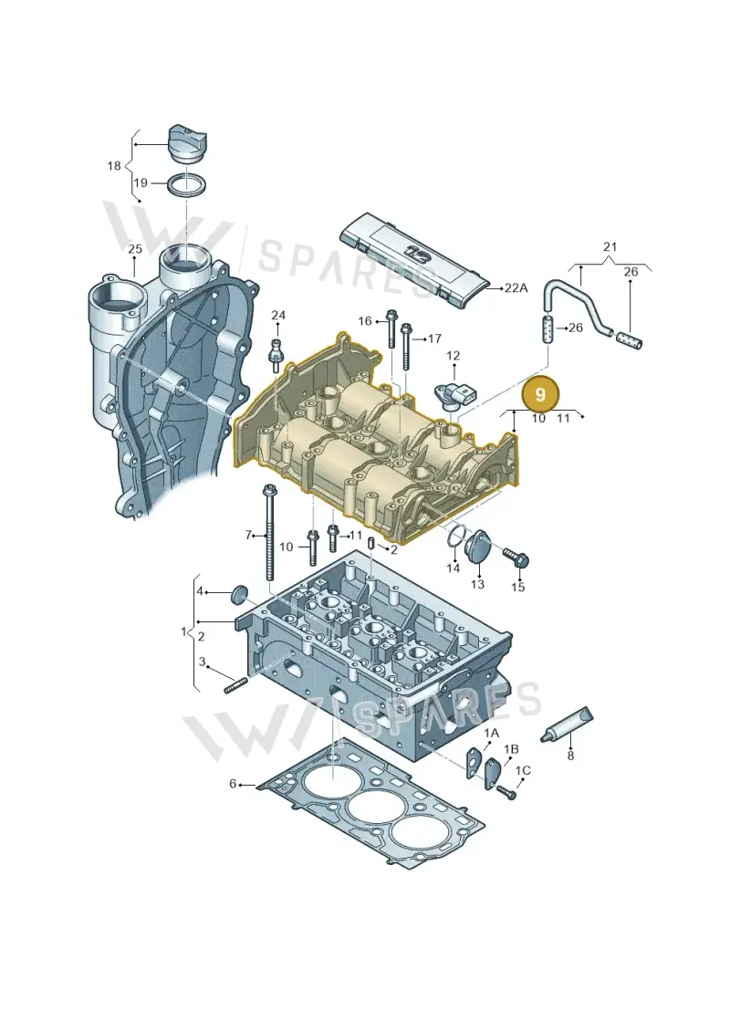 03E103473M — Volkswagen Ameo 1,0 (2016-2020) diagram 883103350, position 9