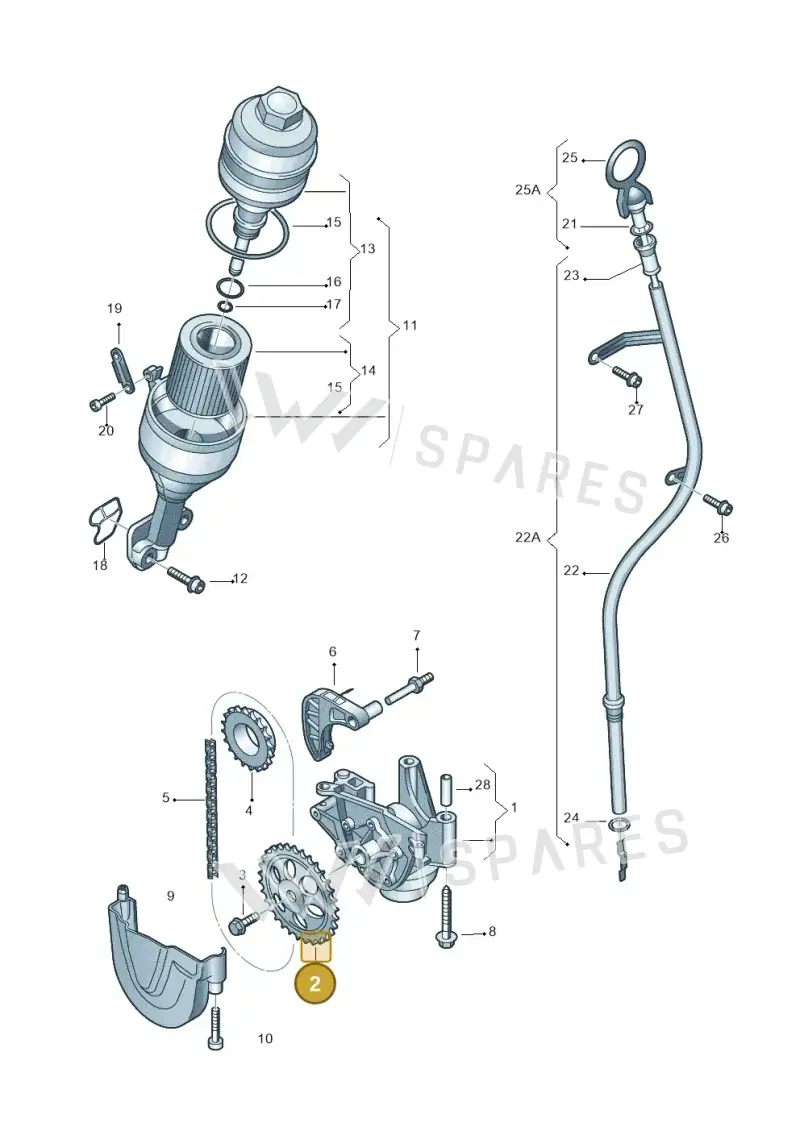 03E115121E — Volkswagen Polo (2009-2014) diagram 253115030, position 2