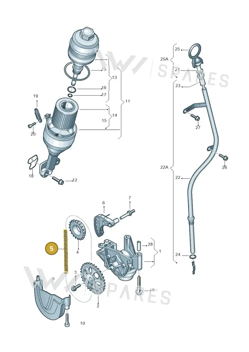 03E115225 — Volkswagen Polo (2009-2014) diagram 253115030, position 5