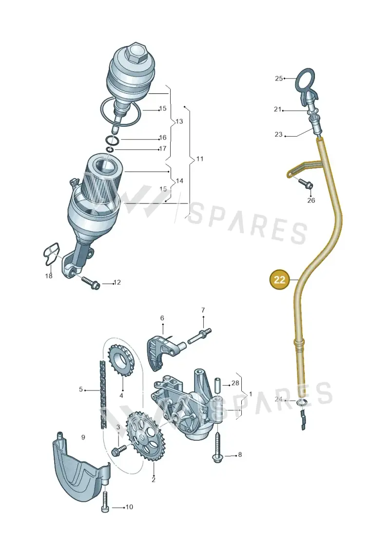 03E115629D — Volkswagen Ameo 1,0 (2016-2020) diagram 883115050, position 22