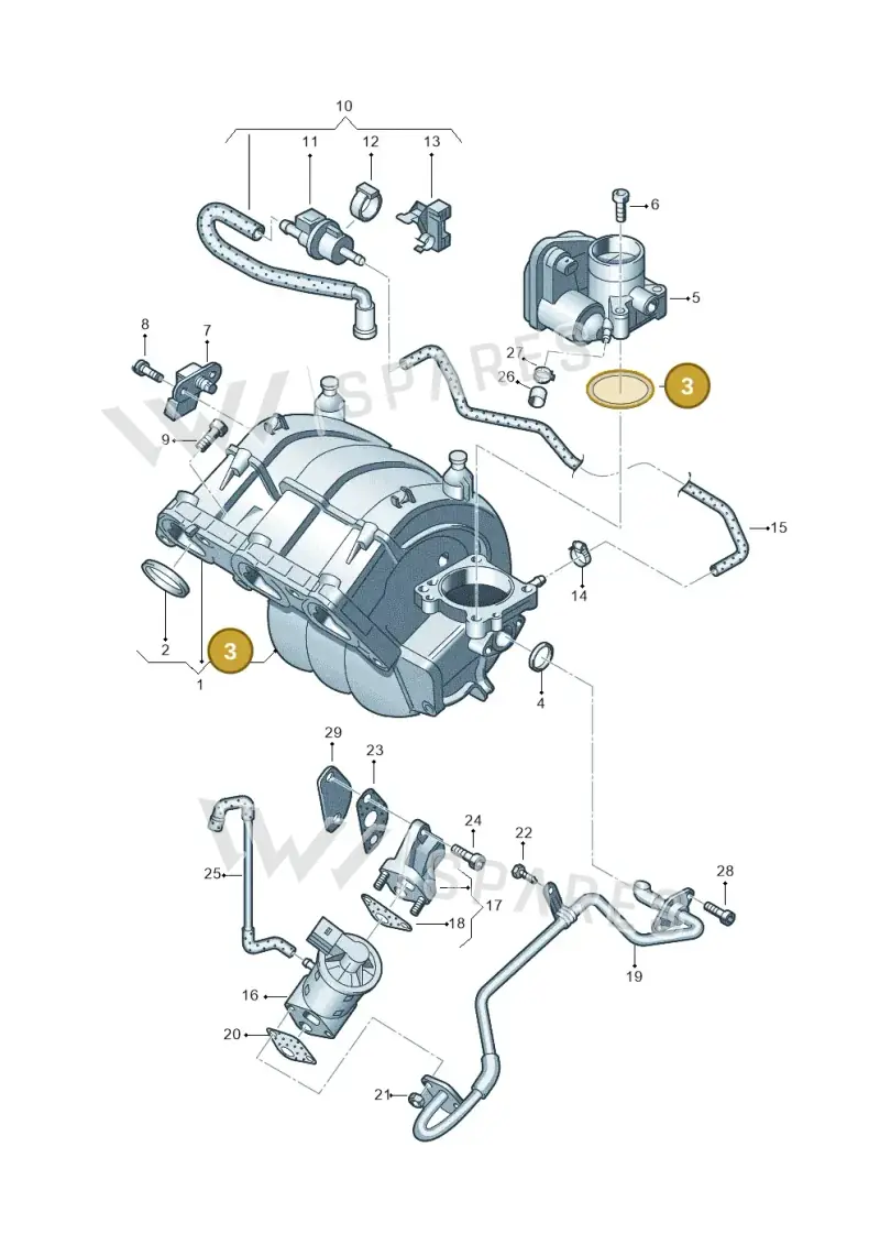 03E133073 — Volkswagen POLO (2005-) diagram 253133250, position 3