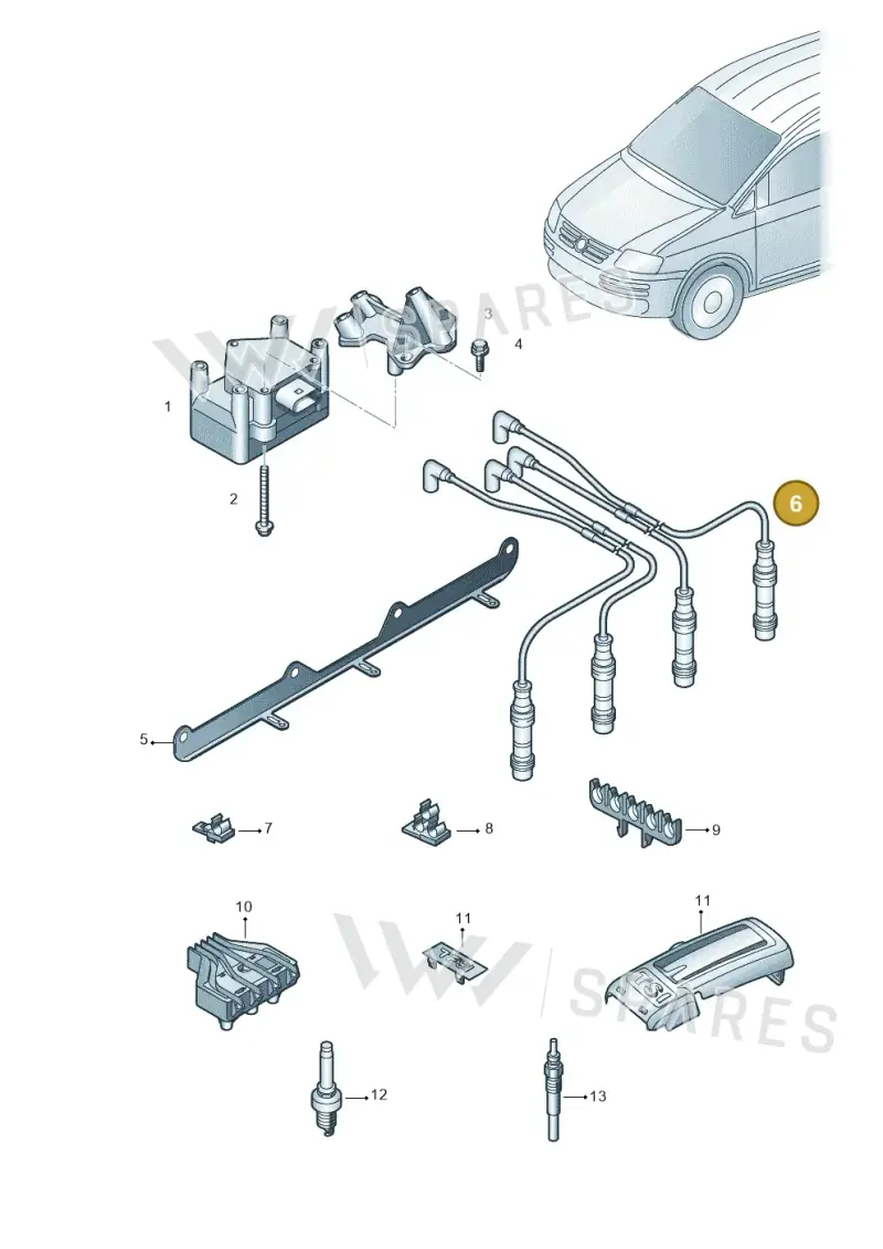 03F905430J — Volkswagen Caddy Maxi Kombi (2010-2015) diagram 690905000, position 6