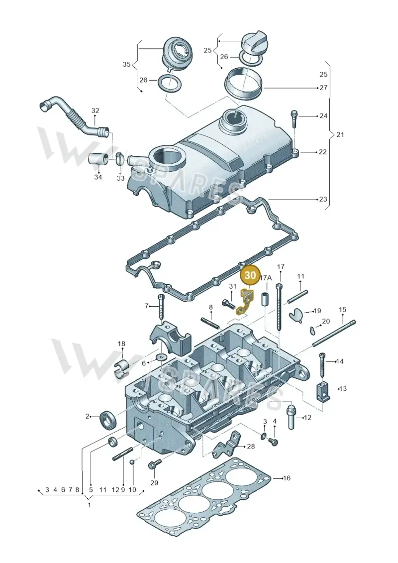 03G103369A — Volkswagen TOURAN (2003-2005) diagram 195103470, position 30