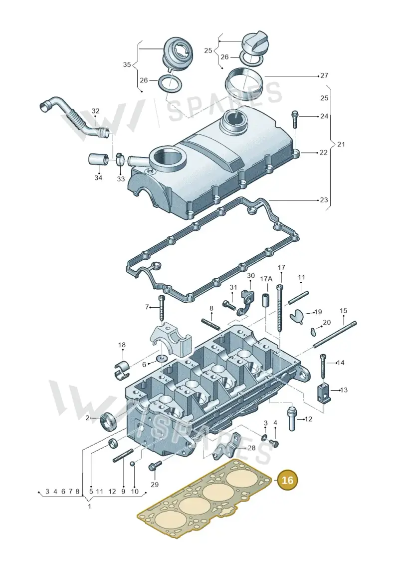 03G103383L — Volkswagen Sharan (2008-2010) diagram 404103470, position 16