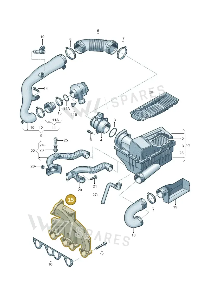 03G129713K — Volkswagen Jetta (2008-2011) diagram 460129300, position 15