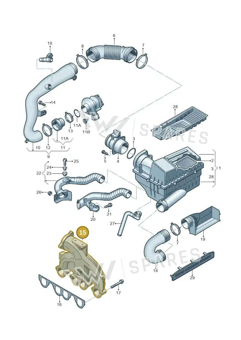 03G129713K — Volkswagen Passat estate (2008-2011) diagram 656129300, position 15