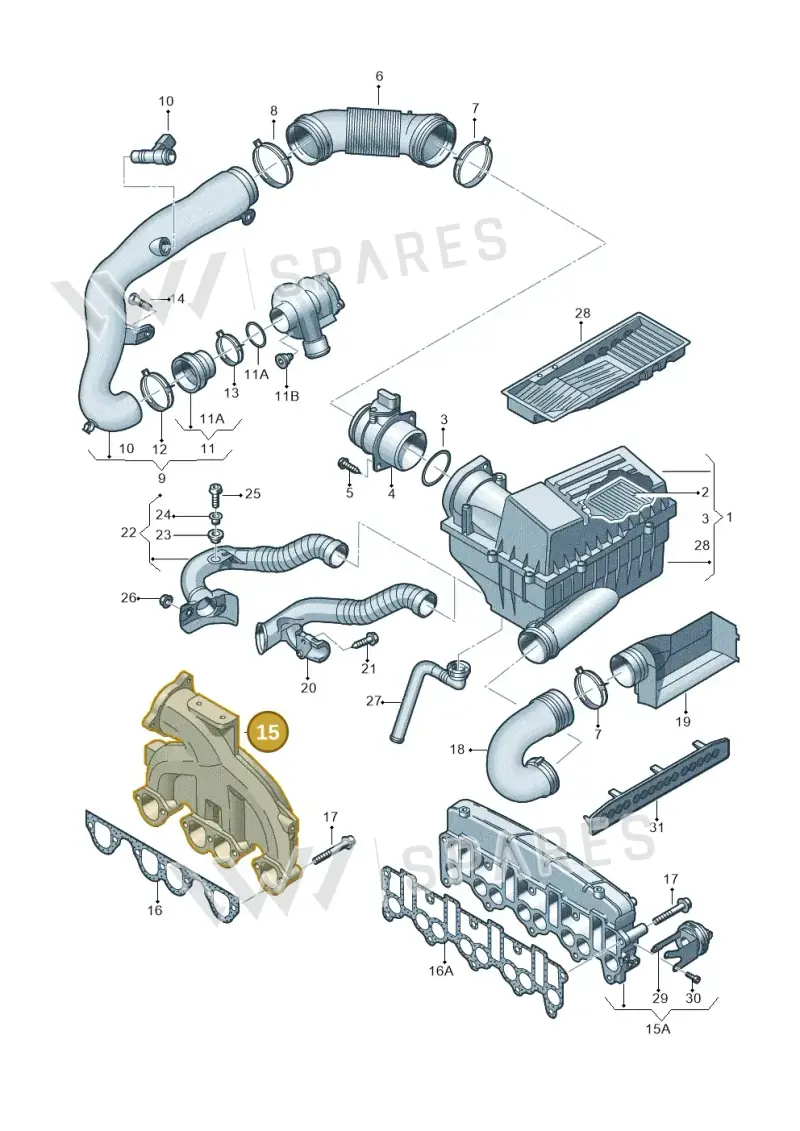 03G129713K — Volkswagen Passat estate (2008-2011) diagram 656129500, position 15