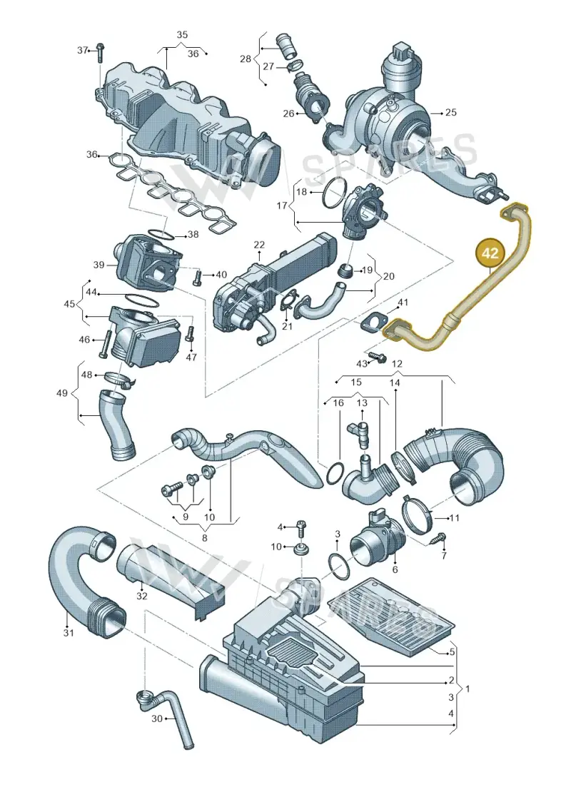 03G131521AT — Volkswagen Jetta             "USA"05> (2005-) diagram 646129600, position 42