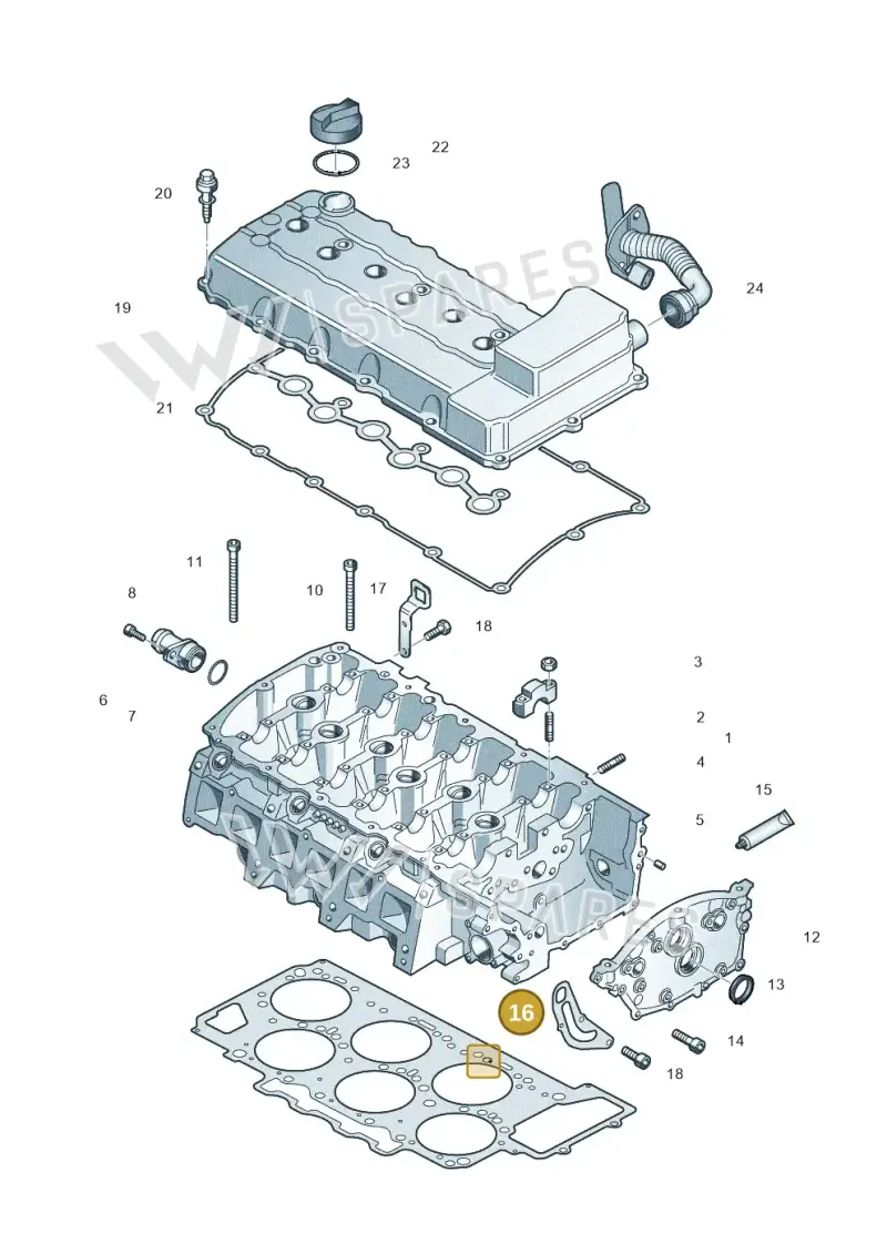 03H103390B — Volkswagen Touareg BlueMotion (2014-2018) diagram 693103500, position 16
