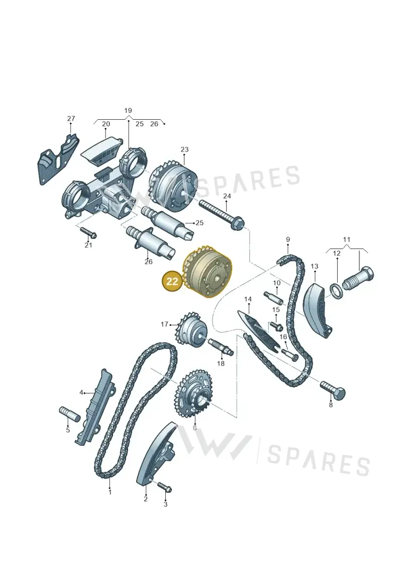 03H109087D — Volkswagen Touareg BlueMotion (2014-2018) diagram 710109600, position 22