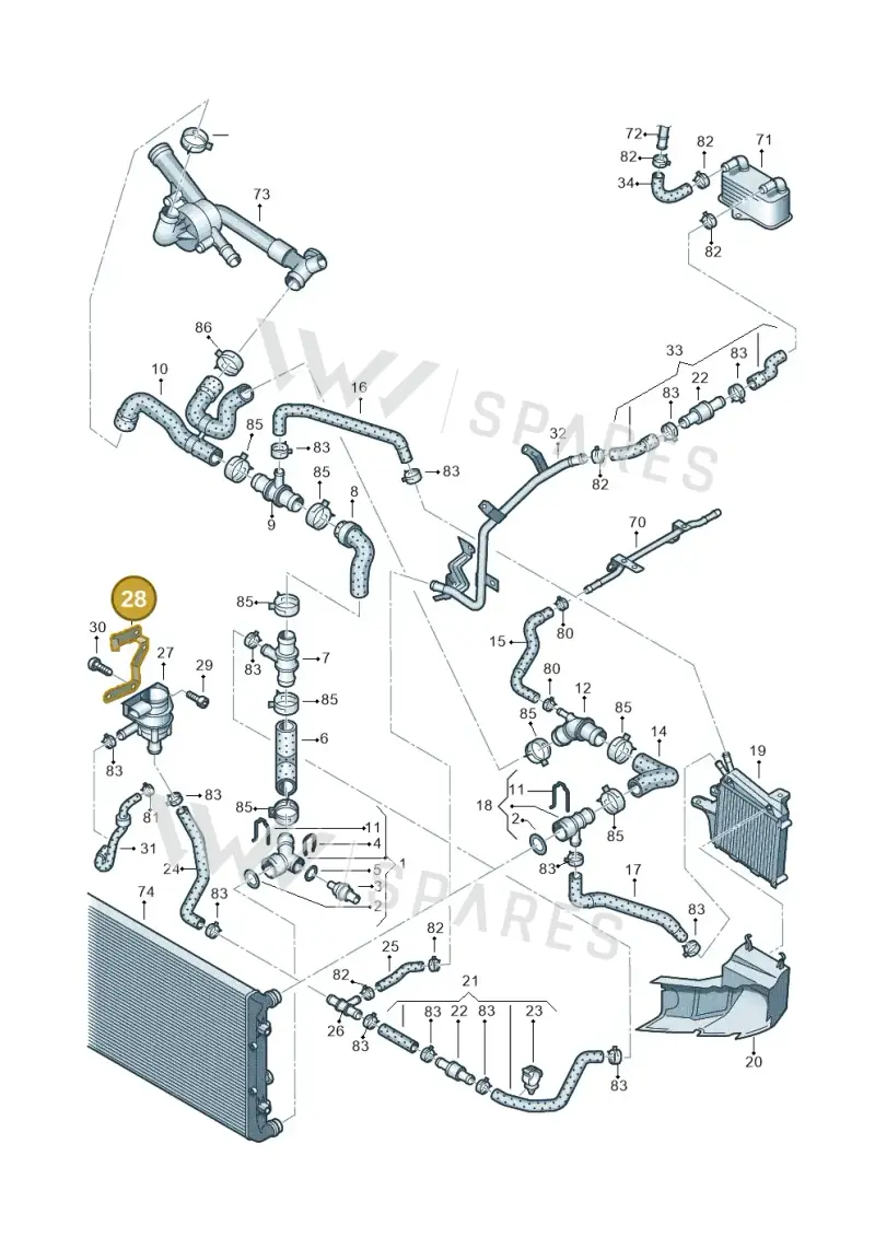 03H121079 — Volkswagen Passat CC (2008-2012) diagram 460121330, position 28