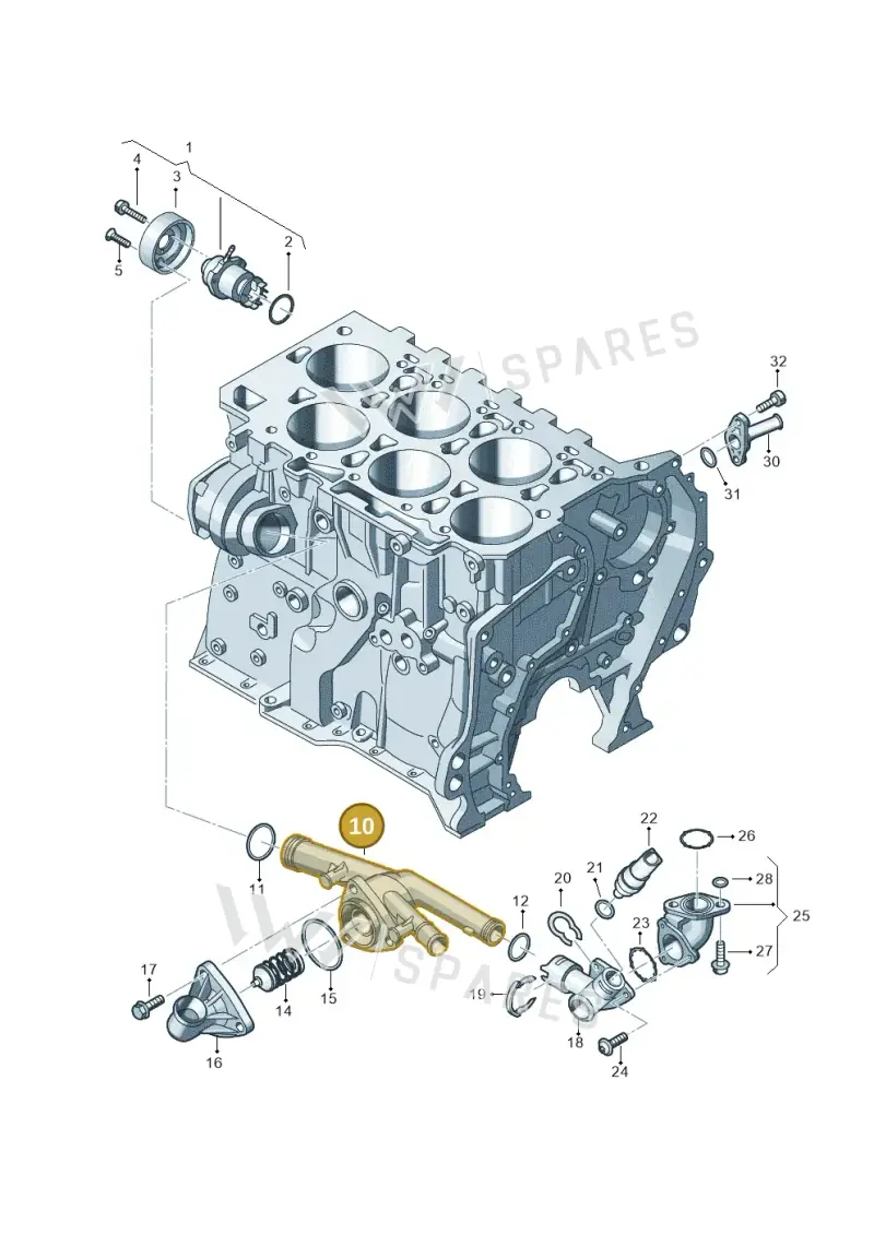 03H121117A — Volkswagen Touareg (2010-2012) diagram 693121100, position 10