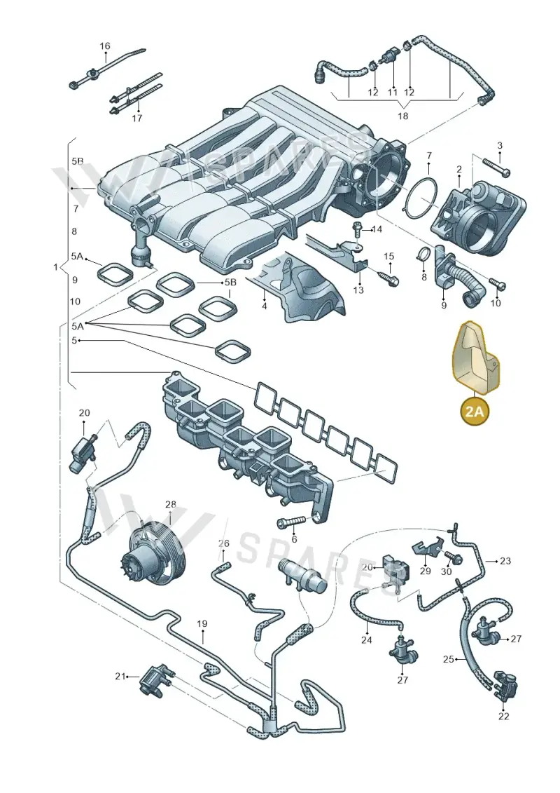 03H133105 — Volkswagen Touareg (2012-2014) diagram 693133750, position 2A